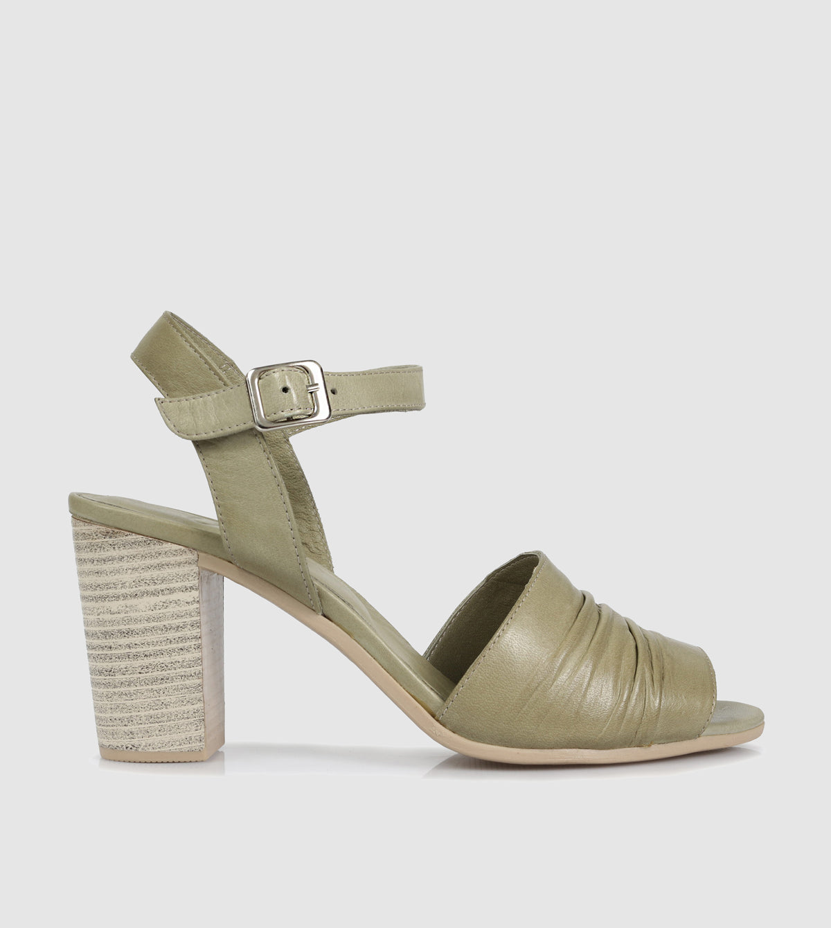 Mauri Light Green Ostrich Leg Sandals